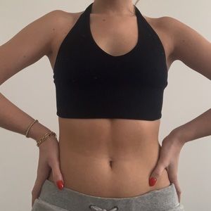 black ribbed halter top